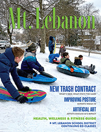 mt lebanon magazine cover january with kids sledding in snow