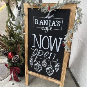 rania's cafe sandwich board sign
