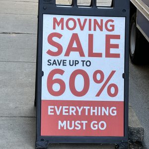 moving sale sign
