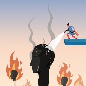 illustration of someone putting out matches