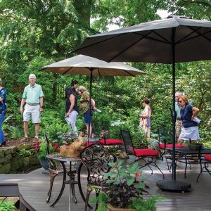 backyard garden with adults