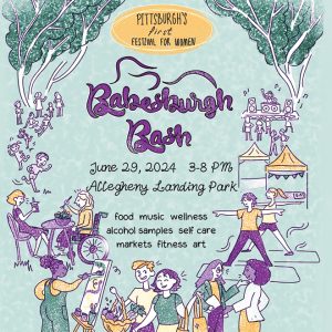 blue and purple graphic for Babesburgh Bash event