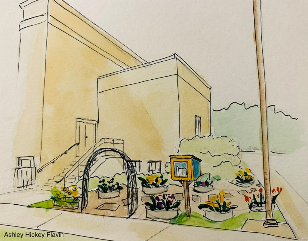 sketch of garden
