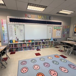 classroom with rainbow decorations that say "you matter"