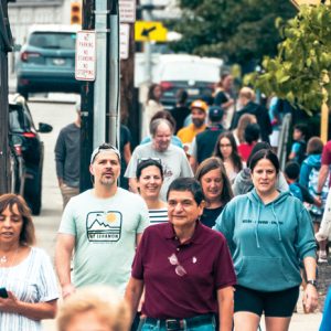 people walking on sidewalk