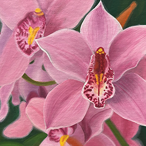 Painting of a pink flower