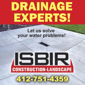 ISBIR construction and landscape ad. Drain in backyard. 412-751-4359