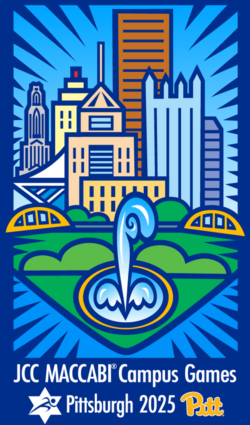 illustration of downtown pittsburgh and the point with jcc macabi games