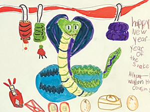 drawing of a snake made by a child